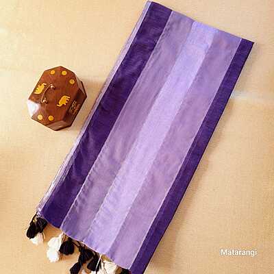Violet & Purple Striped Mul Cotton Saree Violet & Purple Striped Mul Cotton Saree