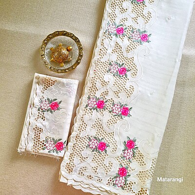 Matarangi Cream Kolam Tussar Saree Matarangi Cream Kolam Tussar Saree