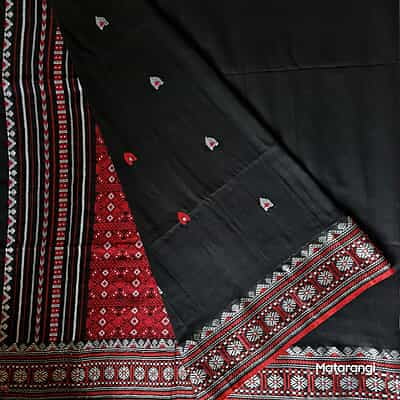 Black Premium Handwoven Khadi Cotton Jamdani Saree Black Premium Handwoven Khadi Cotton Jamdani Saree