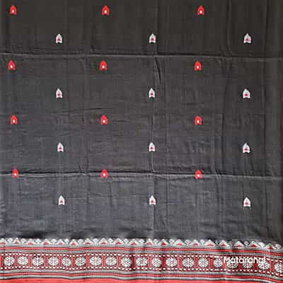 Black Premium Handwoven Khadi Cotton Jamdani Saree Black Premium Handwoven Khadi Cotton Jamdani Saree