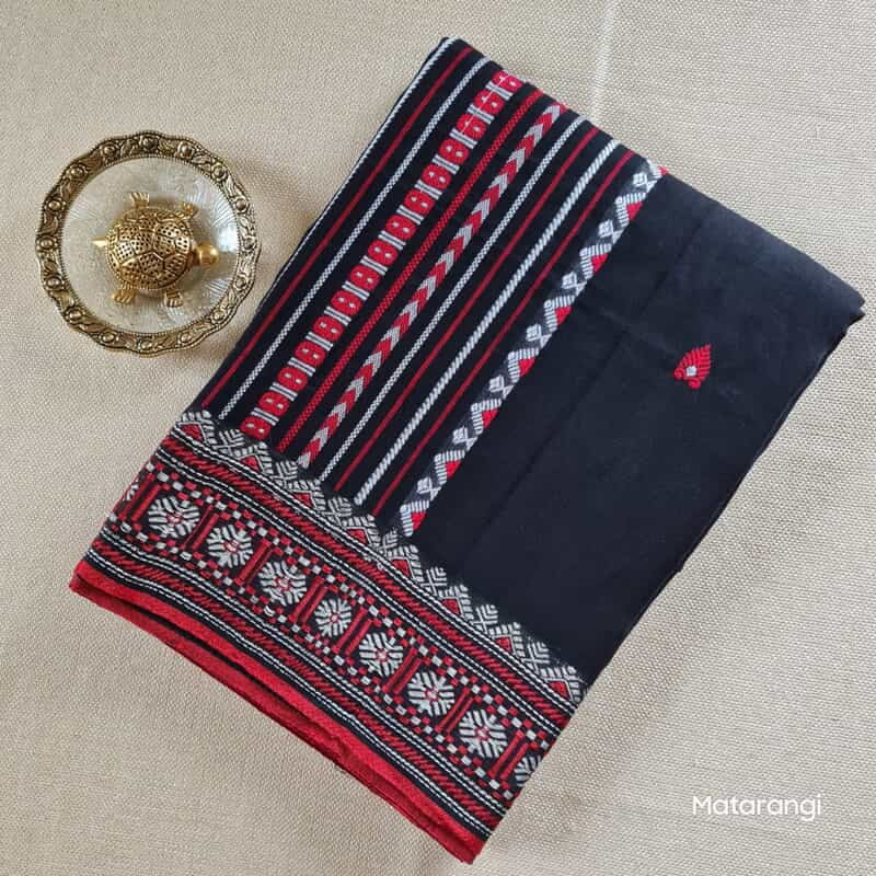 Black Premium Handwoven Khadi Cotton Jamdani Saree Black Premium Handwoven Khadi Cotton Jamdani Saree