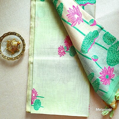 Pastel Green Premium Munga Cotton Saree Pastel Green Premium Munga Cotton Saree