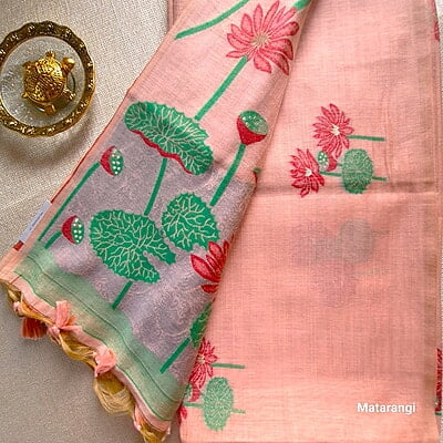 Pastel Peach Premium Munga Cotton Saree Pastel Peach Premium Munga Cotton Saree
