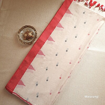 Cream Handloom Soft Cotton Saree with Butti work