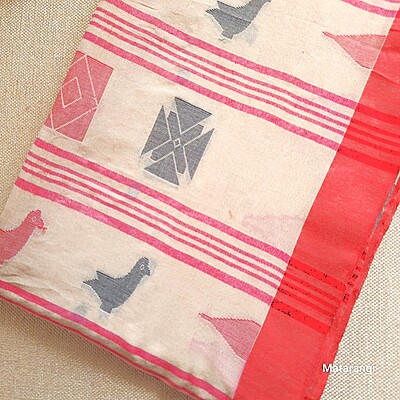Cream Handloom Soft Cotton Saree with Butti work