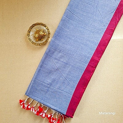 Light Blue Handloom Khadi cotton Saree