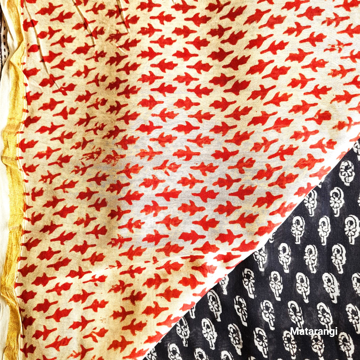 Black Floral Handblock Printed Organic Chanderi Silk Saree Black Floral Handblock Printed Organic Chanderi Silk Saree